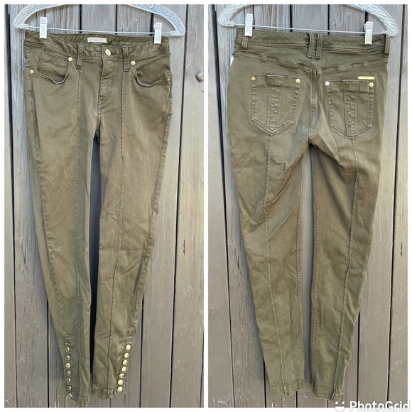 BURBERRY Olive Kemberton Snap Ankle Skinny Jeans - Picture 1 of 12